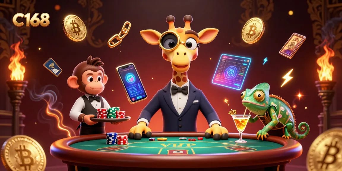 Play exciting games at C168 with a high-roller giraffe and unique characters!