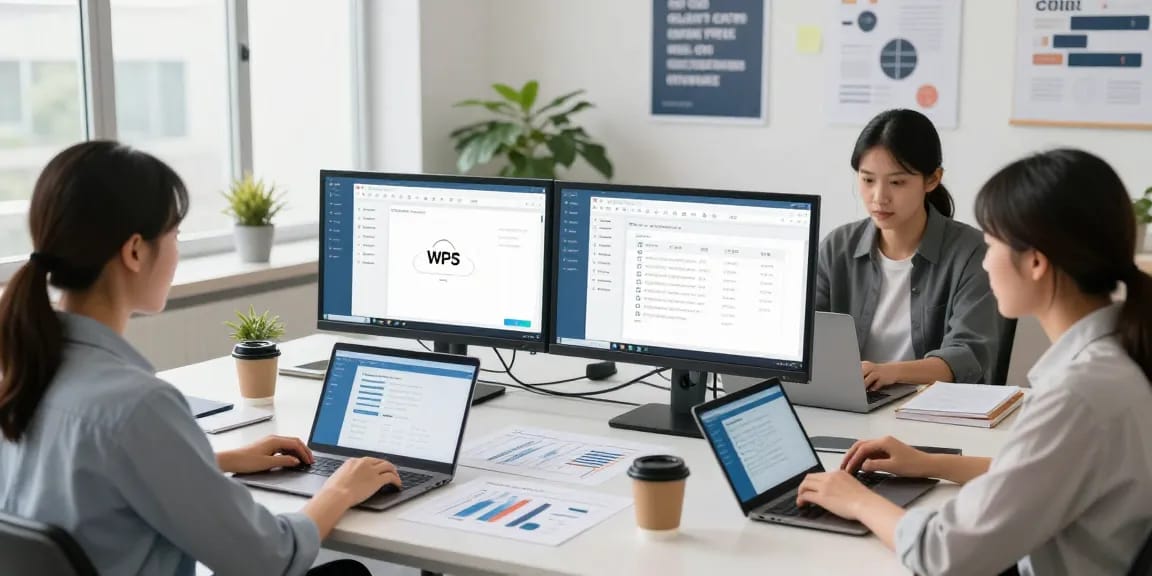 WSP用户在现代办公空间使用WPS Office软件,高效团队协作与云文档同步