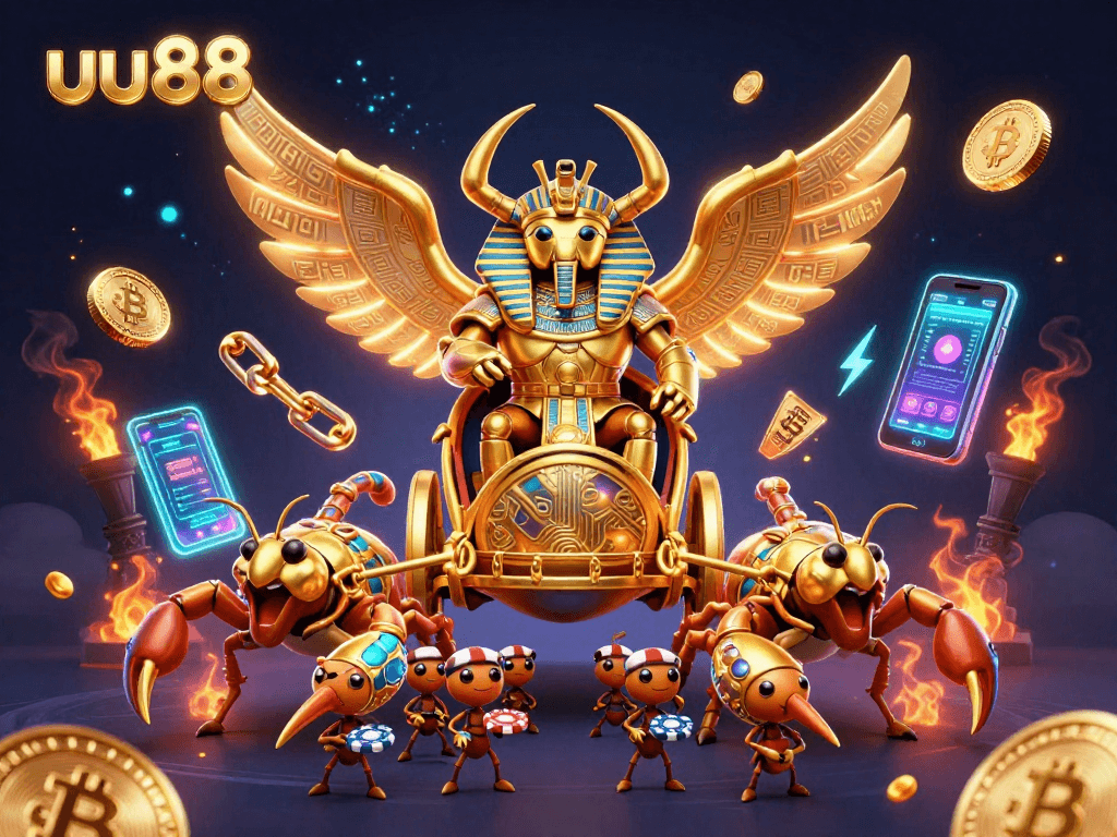 Play exciting games at uu88 featuring dynamic elements and stunning graphics in a vibrant casino scene.