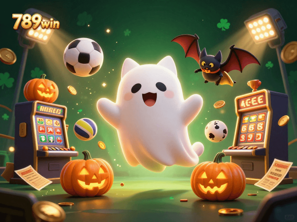 Engage with thrilling 789win gaming adventures featuring a friendly ghost cat in a haunted casino.