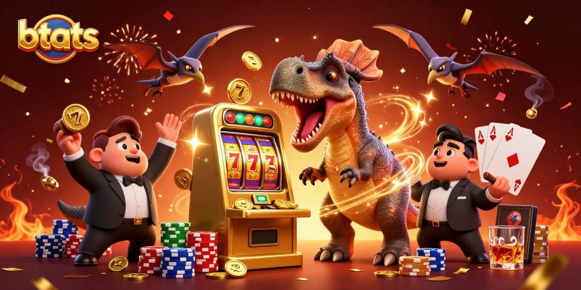 Experience the thrill of jackpots and casino excitement with btats in this vivid 3D scene.