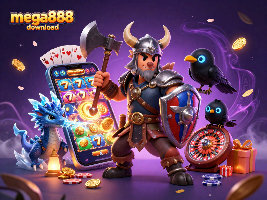 Muat turun mega888 dengan beberapa permainan menarik dan ciri menawan dalam ilustrasi 3D yang penuh warna.