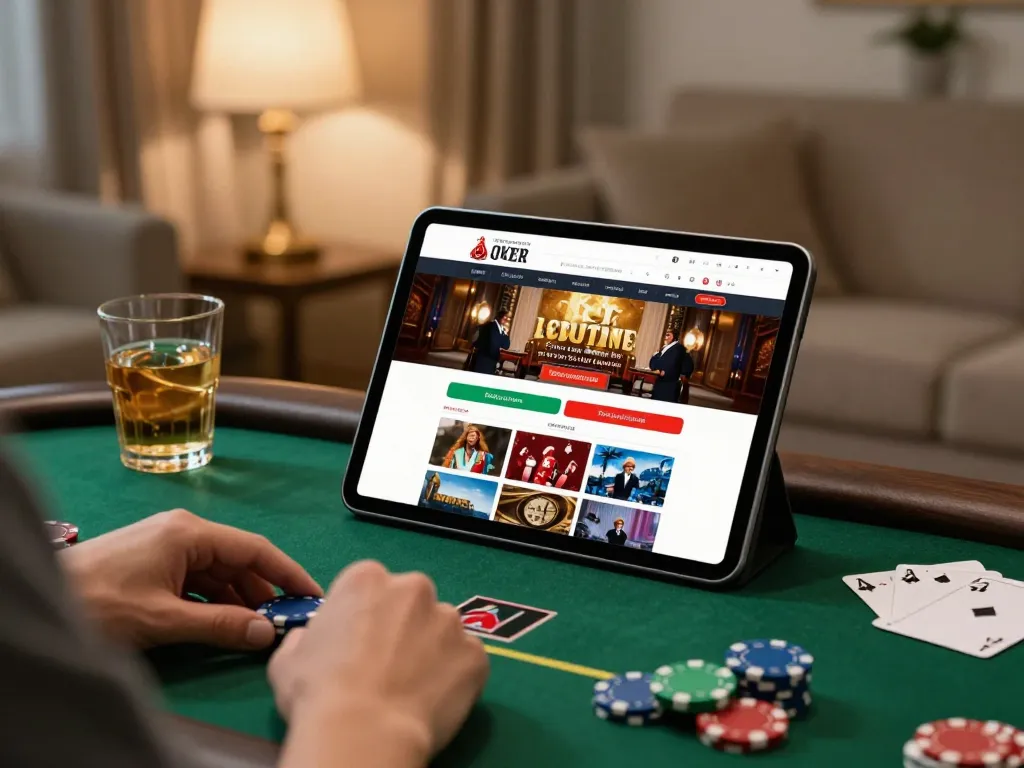 Engage with xin88's dynamic online casino interface while strategizing in a cozy setting.