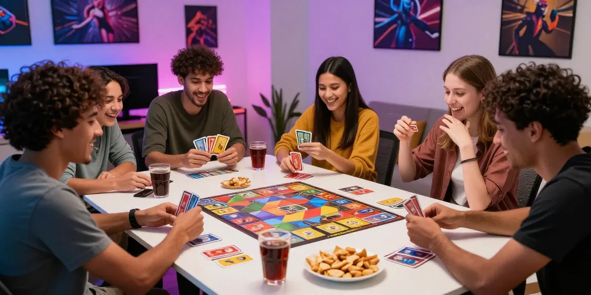 Friends enjoying a lively gaming night with rikvip card games and vibrant atmosphere.