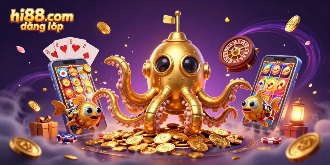 Experience immersive gaming with hi88.com đăng nhập, featuring a vibrant 3D gambling scene.