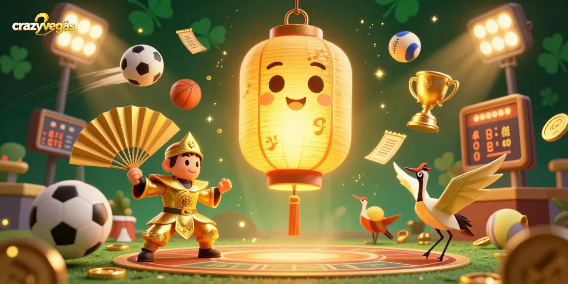 Experience the excitement of crazyvegas with this vibrant illustration of a glowing lantern spirit and dynamic casino elements.