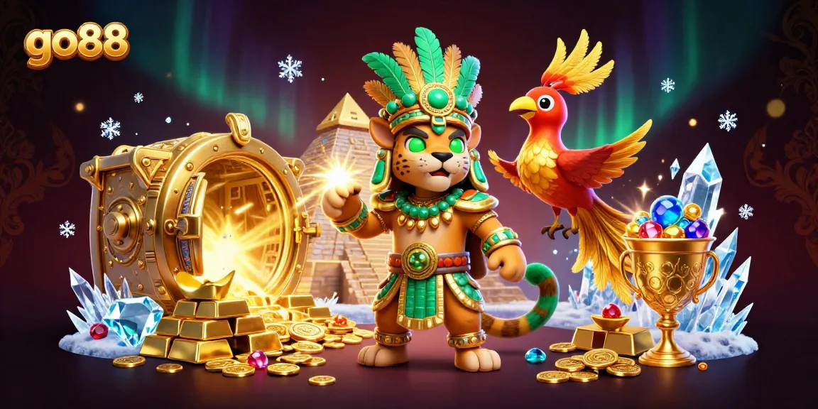 go88 showcases an exciting casino scene with gold treasures, vibrant characters, enhancing player engagement.