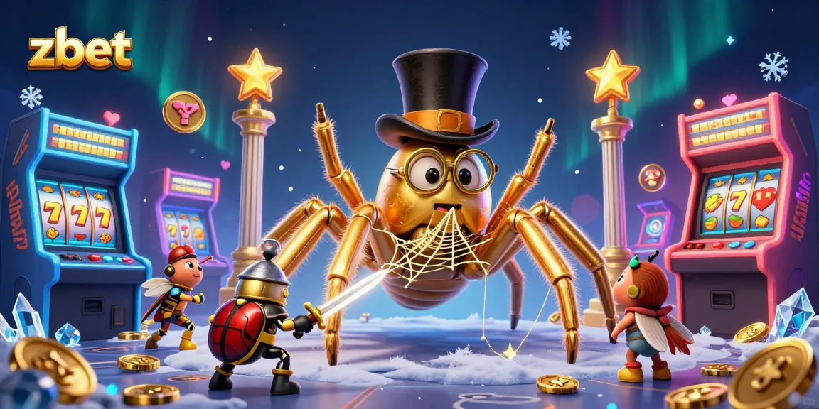 ZBET offers players immersive gaming experiences, featuring a brave beetle knight and golden spider in a dynamic casino scene.