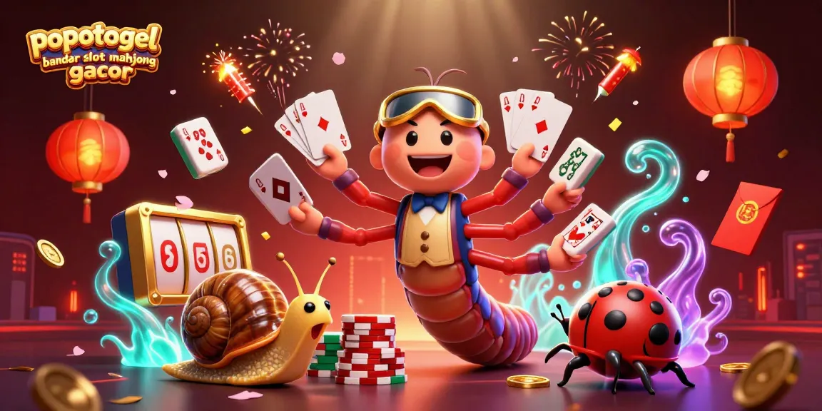 Engage with popotogel bandar slot mahjong gacor in a vibrant illustrated casino scene filled with rich game elements.