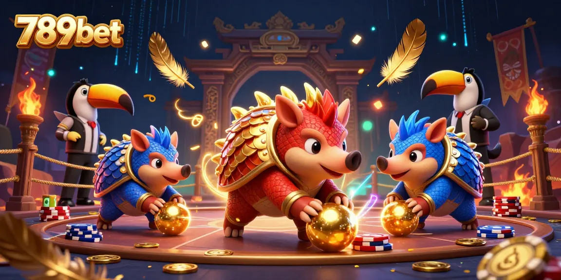 Experience thrilling competition at 789bet with rival pangolins in a vibrant casino scene.