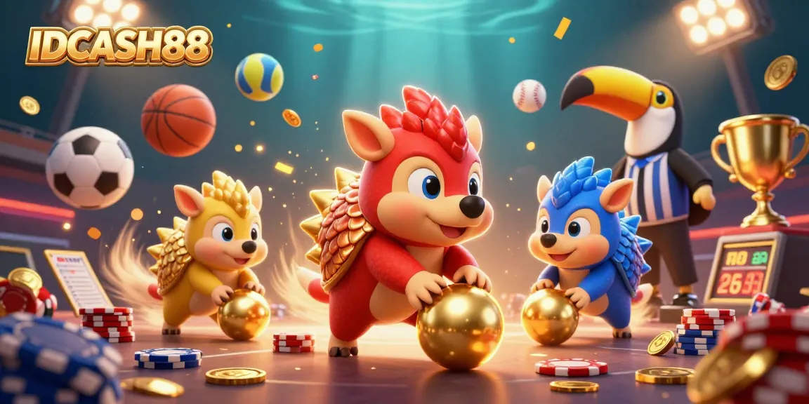 Engage with IDCASH88 by watching rival pangolins in a thrilling poker chip game.