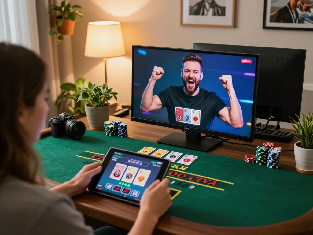 Player engaging with sc88e on a tablet during live blackjack session at home.