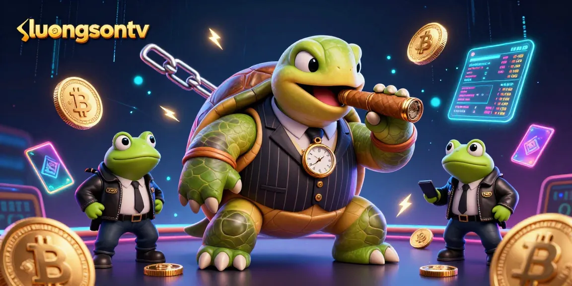 luongsontv showcases an energetic casino scene with a snapping turtle mobster and bullfrog enforcers