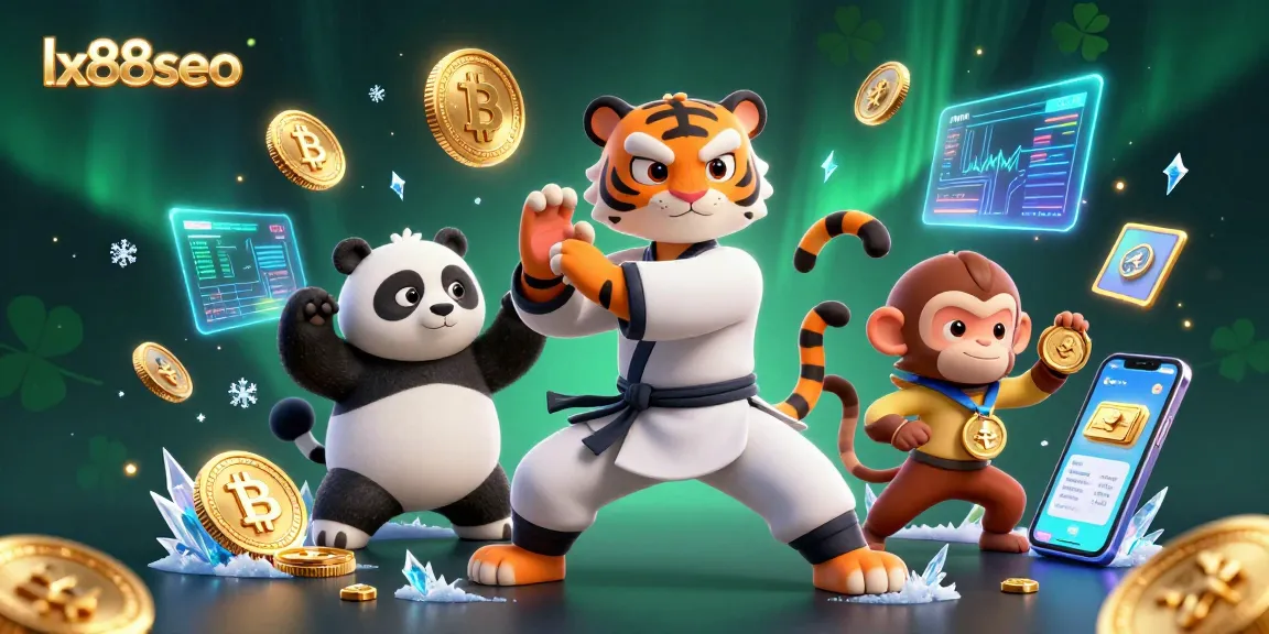 Experience gaming energy with lx88seo in a vibrant casino scene including crypto coins and dynamic characters.