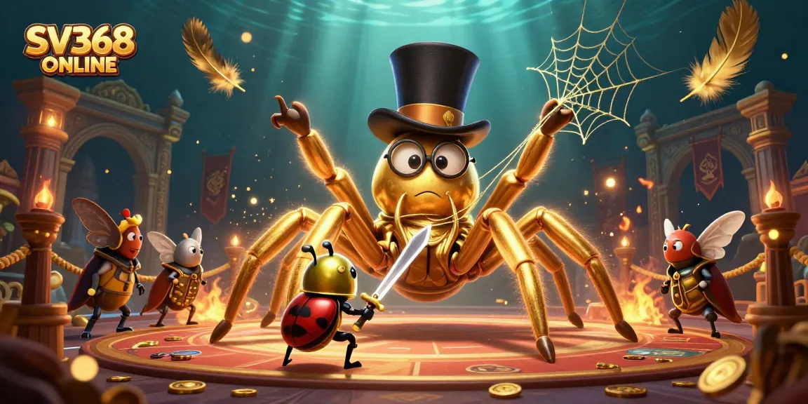 Join the excitement at SV368 ONLINE with our thrilling casino scene featuring a golden tarantula and beetle knight