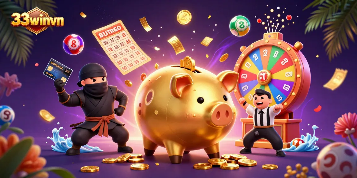 Engage in thrilling gameplay with 33winvn as a massive piggy bank sumo wrestler unleashes golden coins.