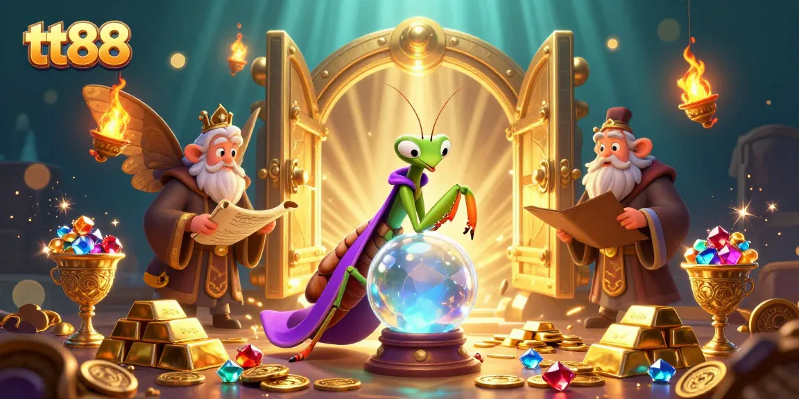 Experience thrilling jackpots at tt88 with vibrant 3D visuals of fortune tellers and treasures.