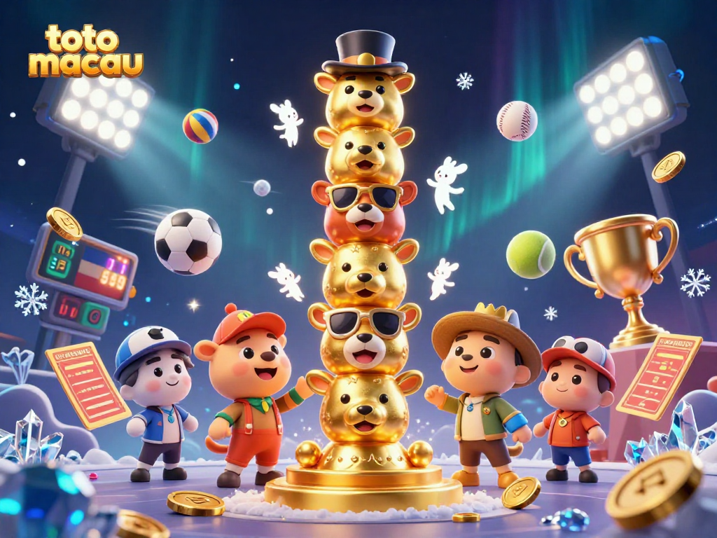 Toto macau players celebrate with dynamic sports elements and a captivating totem at the casino.