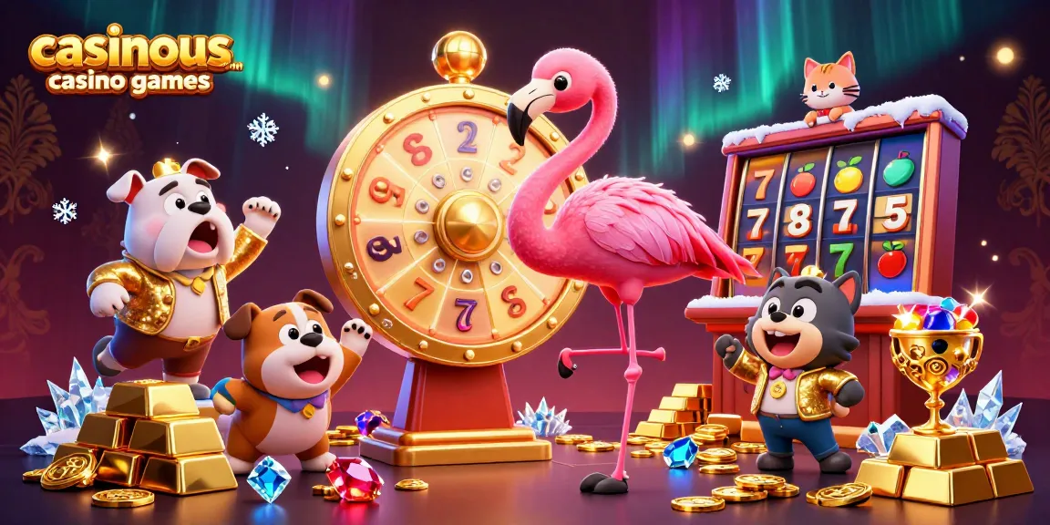 Casinous.com casino games come alive with vibrant characters and dynamic casino scenes featuring slot game elements.