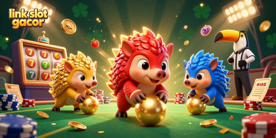 Experience the thrill of gaming with link slot gacor as rival pangolins tackle slot challenges in vibrant scenes.