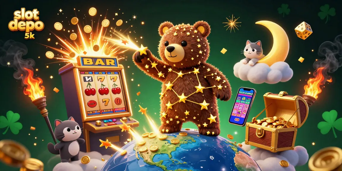 Experience the thrilling world of slot depo 5k with a cosmic bear and a jackpot explosion of coins.