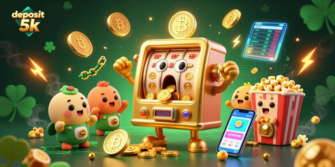 Celebrate your win with deposit 5k, as golden coins pour from shocked slot machines in a vibrant casino setting.