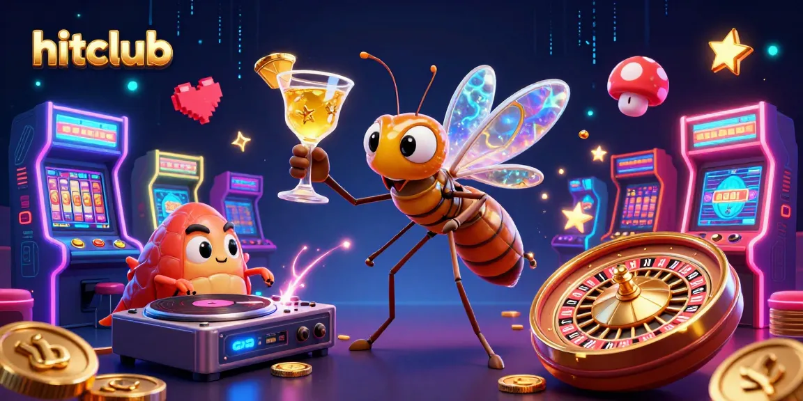 Engage with the hitclub experience through vibrant casino-themed elements and energetic characters.