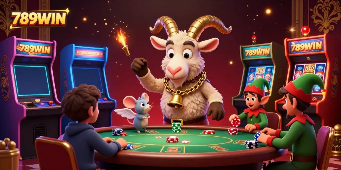 Experience thrilling gameplay at 789WIN with festive characters and lively casino scenes.