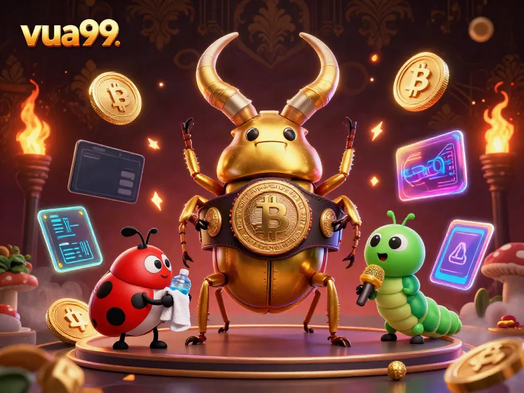 Engage with the electrifying vua99 scene featuring a champion beetle and vibrant casino elements.