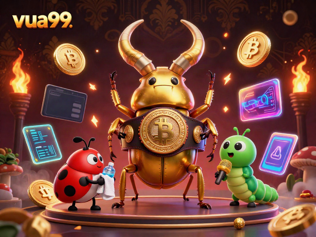 Engage with the electrifying vua99 scene featuring a champion beetle and vibrant casino elements.
