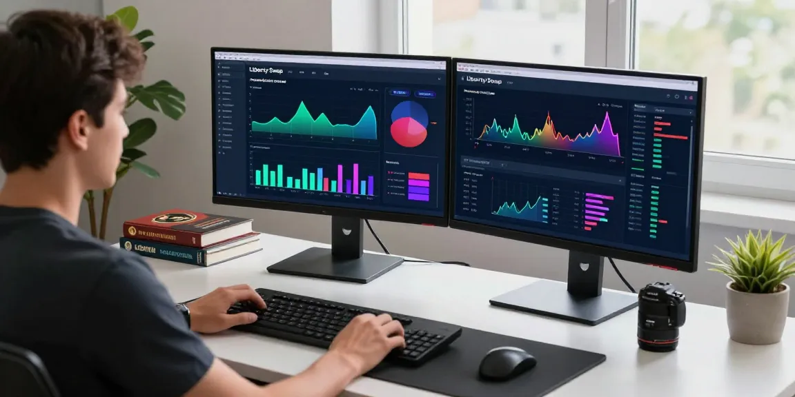 LibertySwap workspace showcasing a developer managing cross-chain transactions in a modern finance setting.