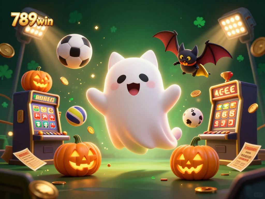 Engage with thrilling 789win gaming adventures featuring a friendly ghost cat in a haunted casino.