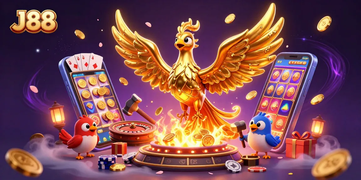 Join the winning action at J88 with an enchanting 3D phoenix and vibrant slot games.