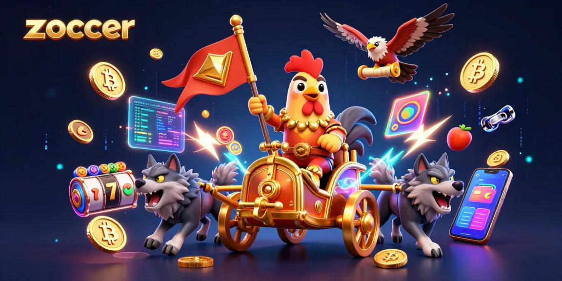 Experience the excitement of zoccer with this dynamic 3D casino illustration, filled with vibrant game elements.