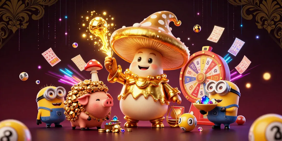 Engage in Xổ Số xx88 with dynamic lottery elements and a magical golden mushroom wizard illustration.