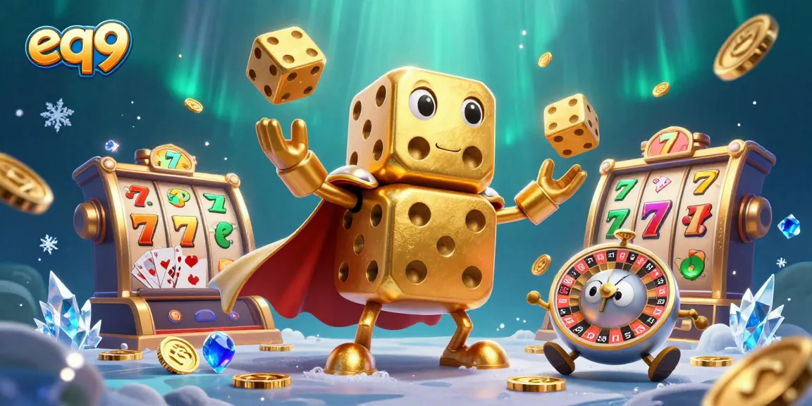 Play exciting slots and win with eq9's vibrant casino characters in a dynamic scene.