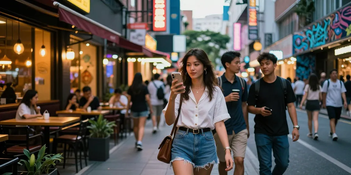 Gái gọi trong không gian sống động của thành phố về đêm, thể hiện phong cách thời trang và năng động.