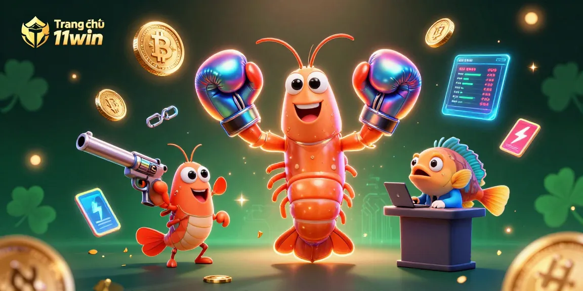 Engage with Trang chủ 11win's thrilling crypto slots in a vibrant 3D illustration featuring dynamic casino elements.