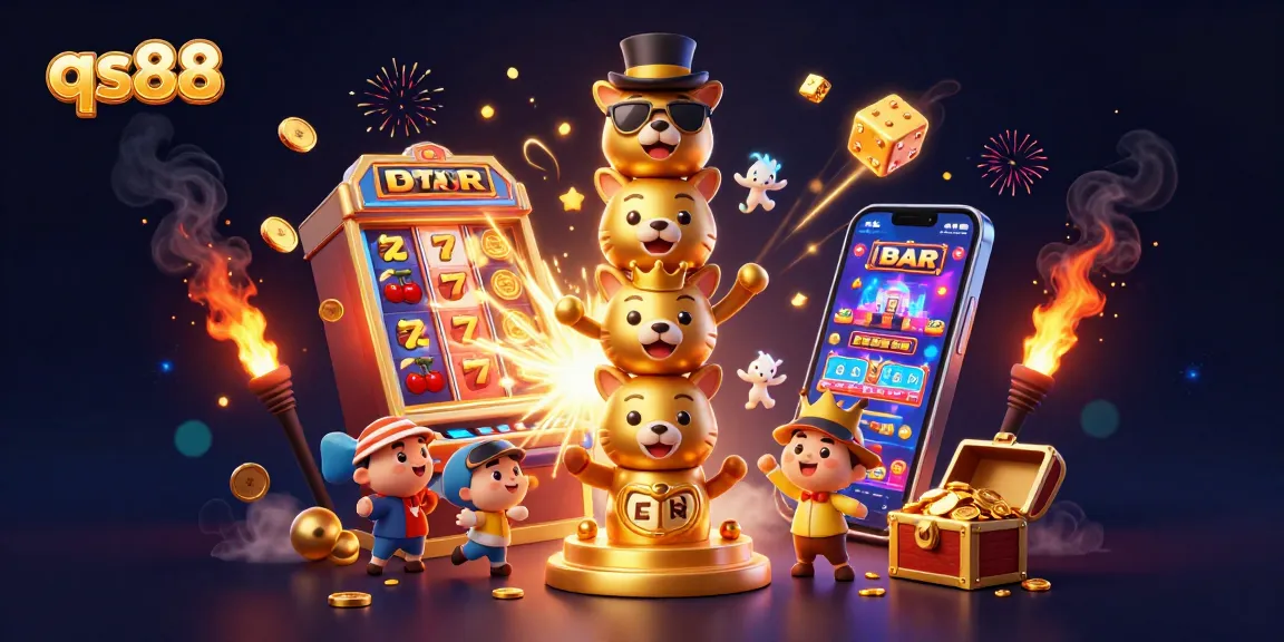 Experience the thrill of winning at qs88 with colorful slot machines and vibrant casino elements.