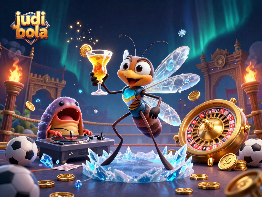 Experience exciting judi bola action with vibrant characters and dynamic sports elements in a casino scene.