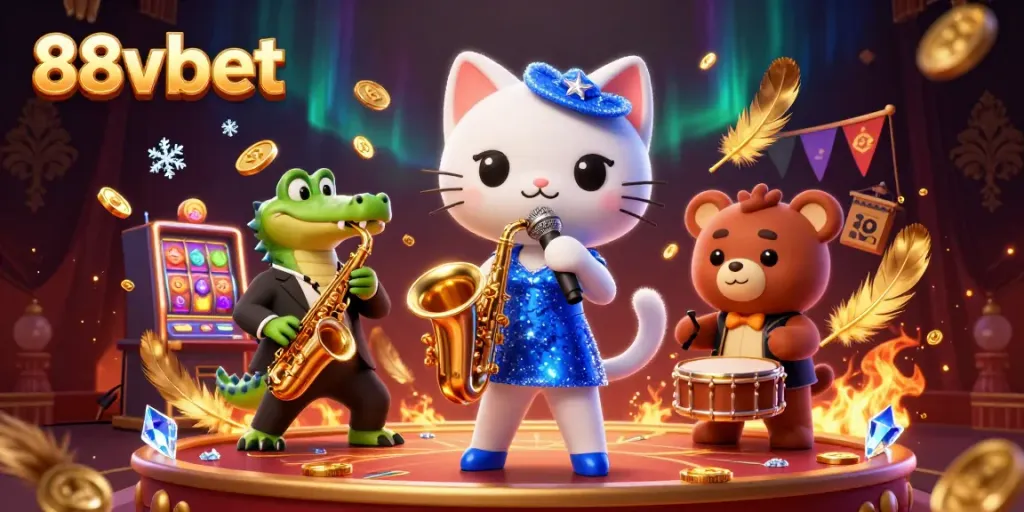 Engage in thrilling gameplay at 88vbet with vibrant characters and casino elements.