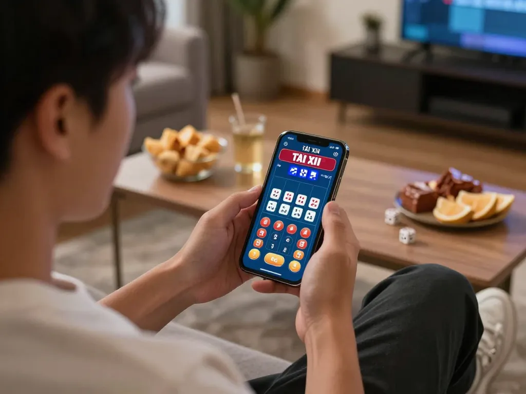 Tài xỉu online uy tín gameplay on smartphone showing exciting dice rolls and betting options.