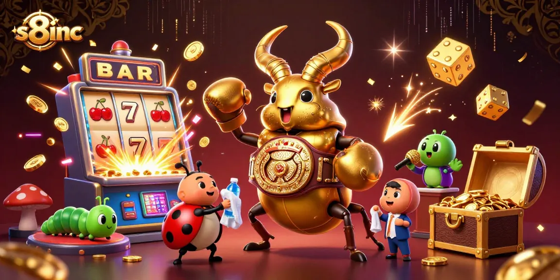 S8inc showcases an epic cartoon battle in a casino scene with vibrant colors and dynamic elements.