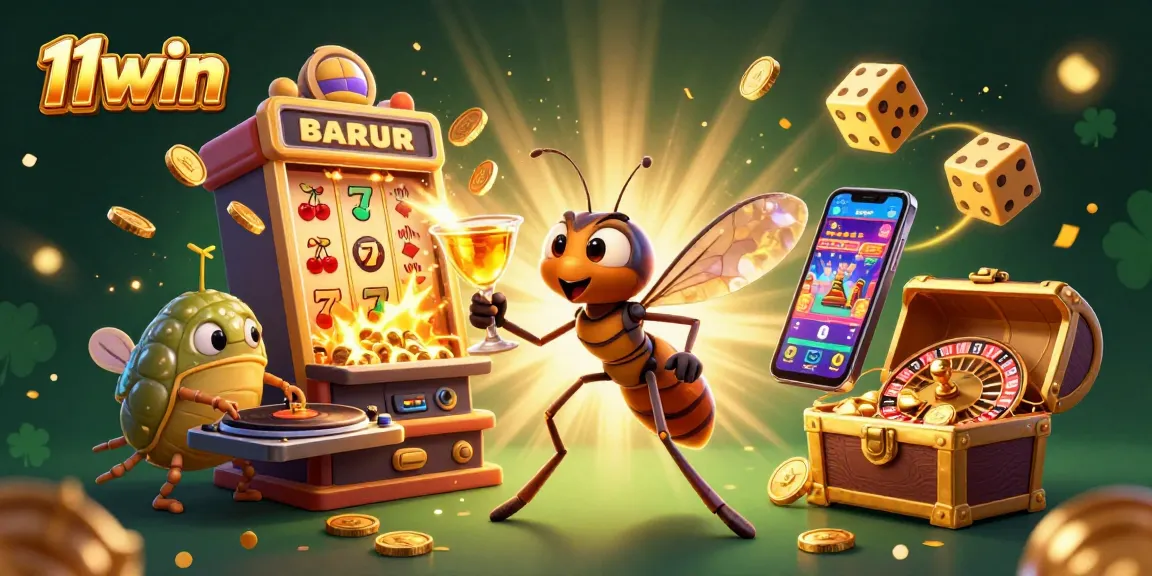 Experience vibrant action at 11win with casino characters embracing gaming excitement in a colorful 3D scene.