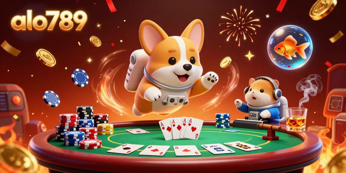 View the exciting world of alo789 with animated characters in a dynamic casino scene.